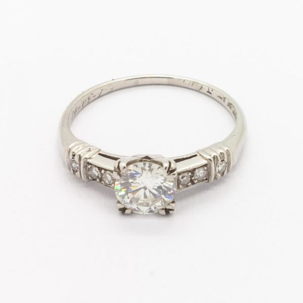 Vintage 0.61ct Diamond Engagement Ring in Platinum, with Certificate