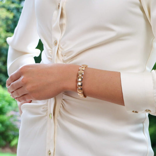 Contemporary 18ct Rose Gold Panel Torque Bangle Bracelet