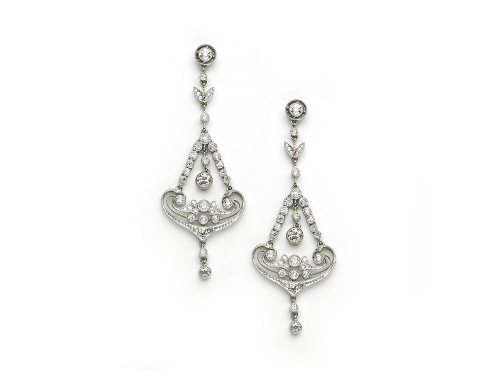 Platinum Diamond Drop Earrings, 2.64 carats