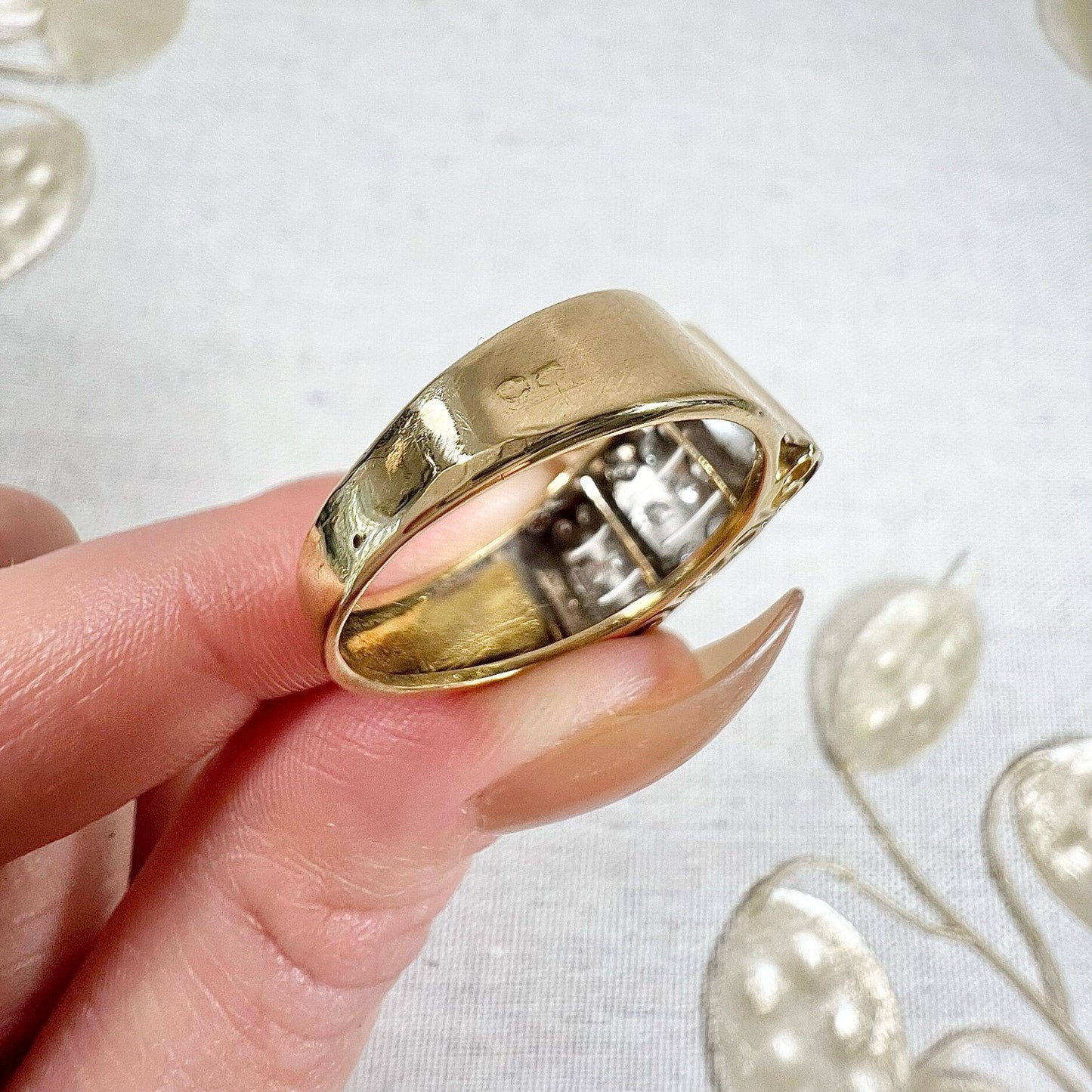 Vintage French 1940s Diamond Cocktail Tank Ring