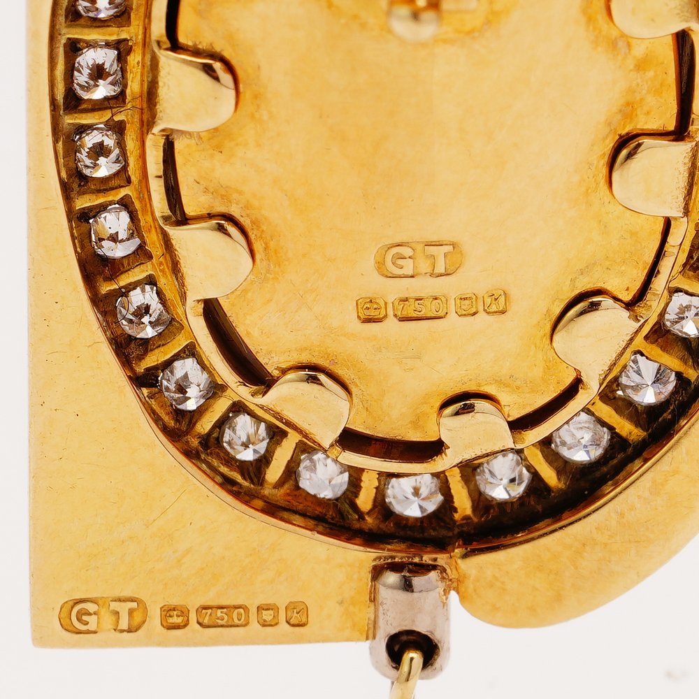 Vintage 8ct Black Opal Pendant in 18ct Yellow Gold with Diamonds 0.44 carats