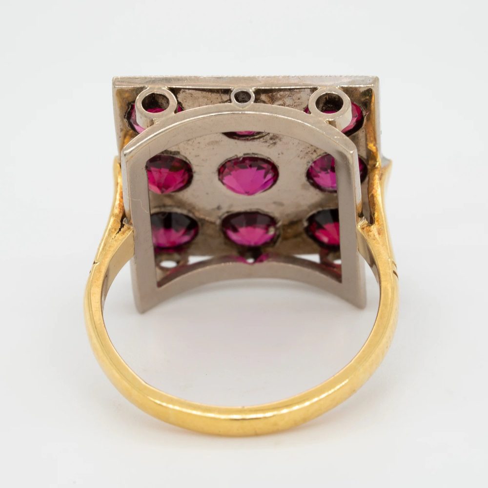 4.20ct Certified Ruby Square Cluster Cocktail Ring in 18ct Gold