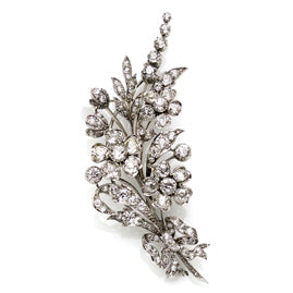 Antique Victorian Diamond Flower Spray Brooch