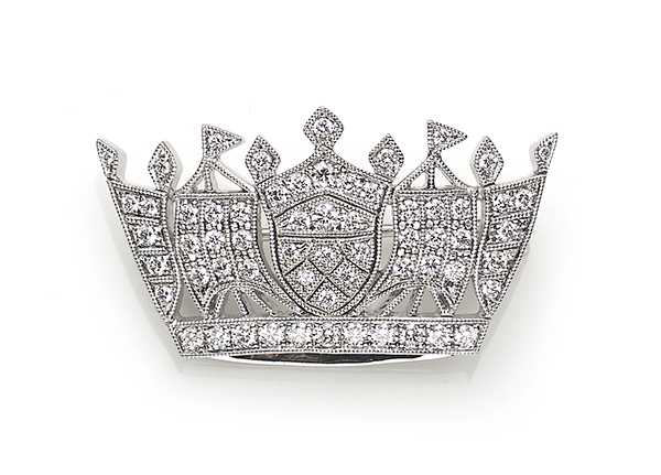 Diamond set naval crown brooch