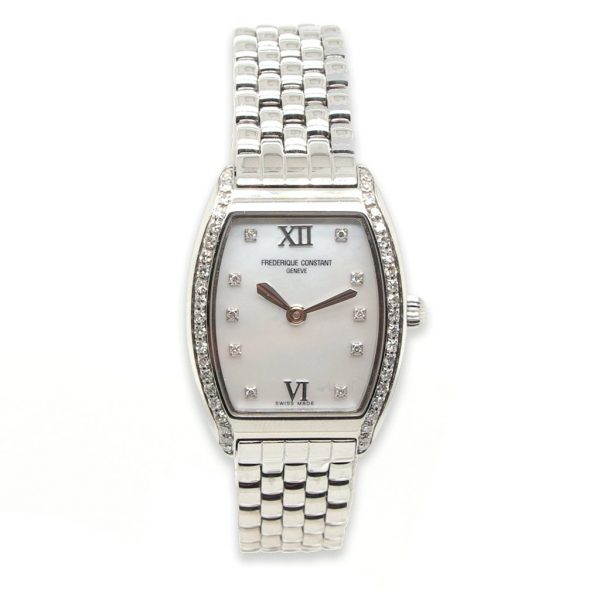 Frederique Constant Diamond Set Steel Ladies Quartz Bracelet Watch with box and papers, Circa 2007