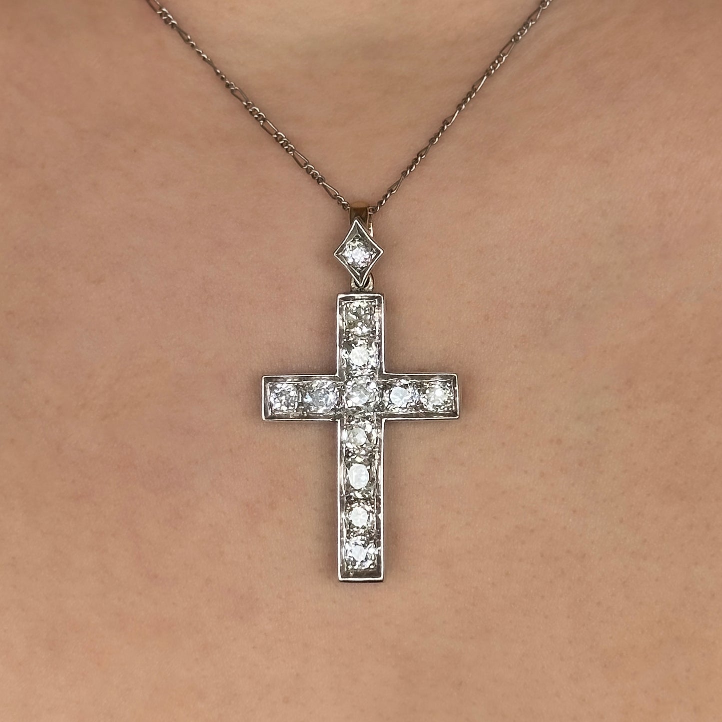 Victorian Antique 5ct Old Cut Diamond Cross Pendant