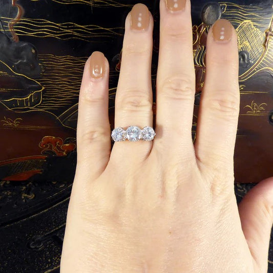 Vintage 3.20ct Diamond Trilogy Engagement Ring
