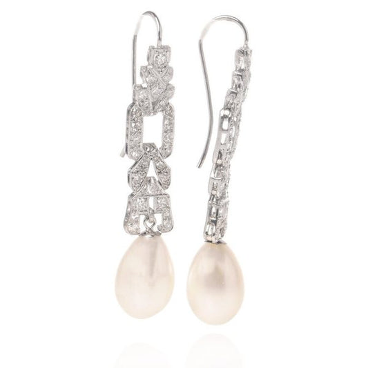Vintage 1970s South Sea Pearl and Diamond Drop Earrings, 1.24 carats