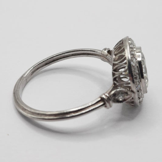 1.50ct Old European Cut Diamond Halo Cluster Ring