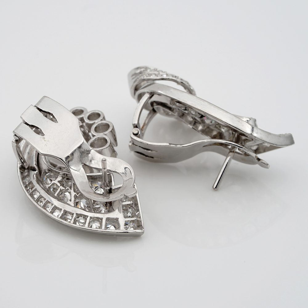 Art Deco 4.50ct Diamond Cornucopia Earrings