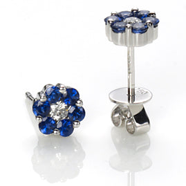Sapphire & Diamond Cluster Earrings