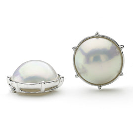 Mabé Pearl White Gold Earrings