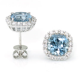 Aquamarine & Diamond Cluster Earrings