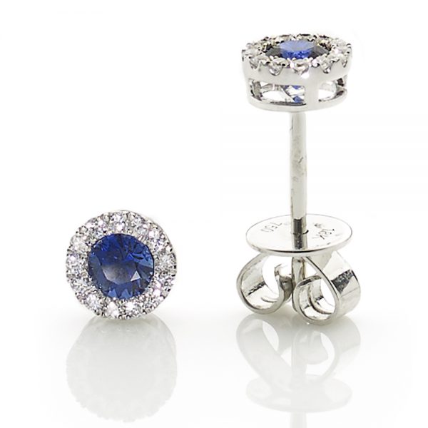 Sapphire & Diamond Cluster Earrings