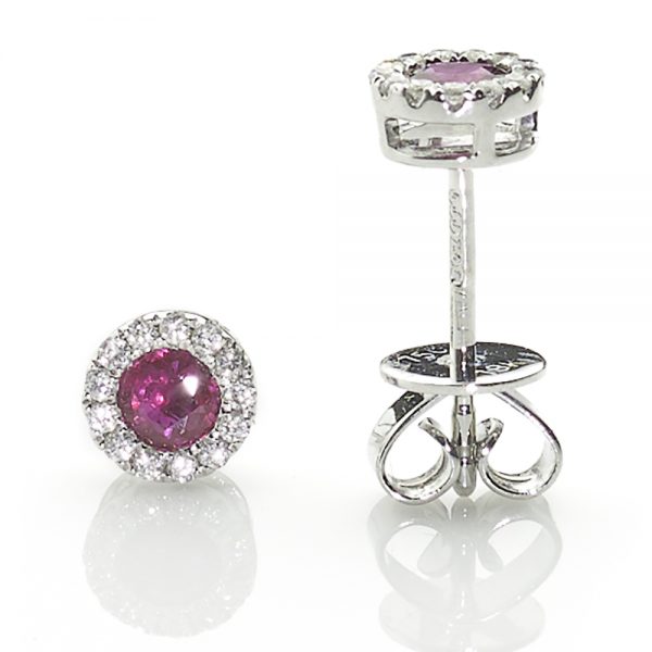 Ruby & Diamond Cluster Earrings