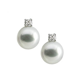 Diamond Topped South Sea Pearl Earrings