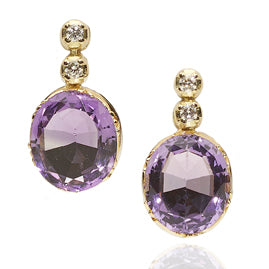 Diamond Topped Amethyst Drop Earrings