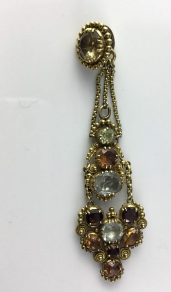 Early 19th Century Multi Gem Set Cannetille Pendant in High Carat Gold