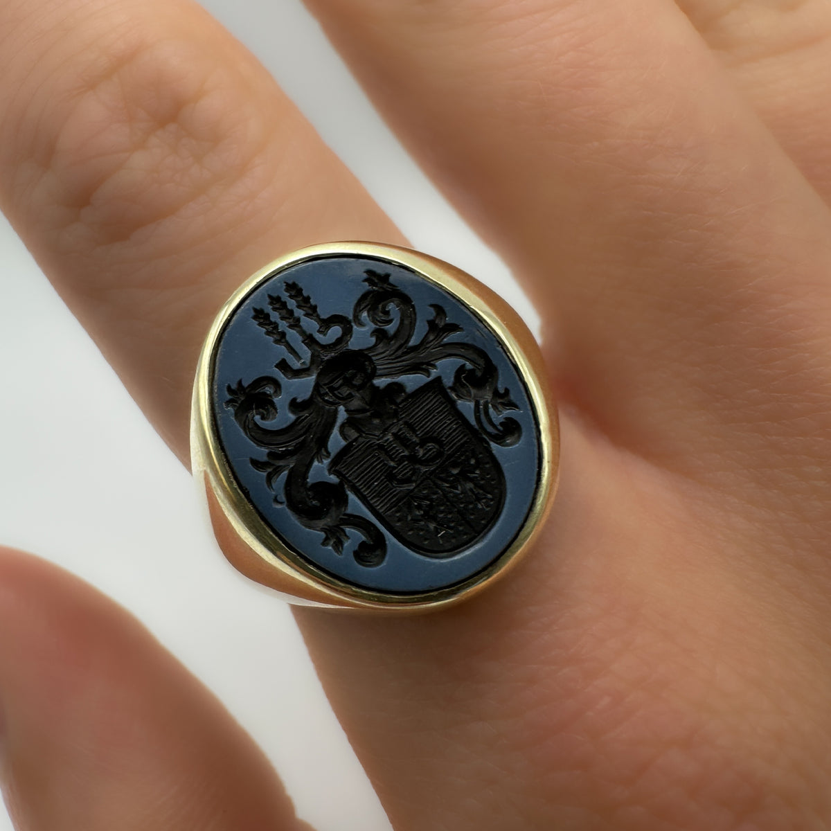 Chunky Antique Crest Intaglio Ring