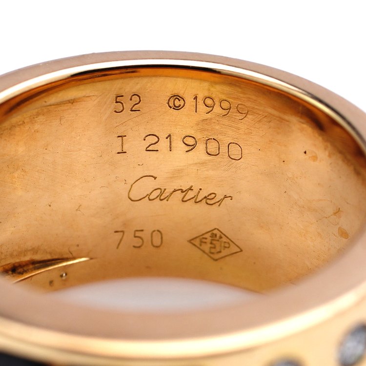 Vintage Cartier 18ct Yellow Gold Band Ring with Brilliant and Rough Diamonds