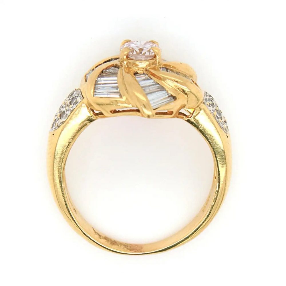 Vintage Faint Pink and White Diamond Floral Cluster Windmill Ring