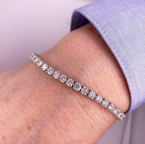 Brilliant Cut Diamond Line Bracelet, 7 carat total