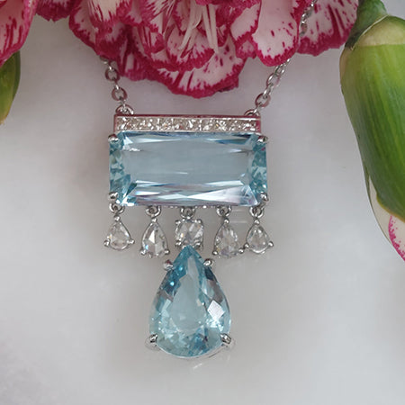 Unique Aquamarine and Diamond Pendant, 9.95 carats
