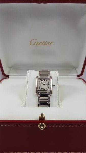 Cartier Tank Française 20mm Ladies 18ct White Gold Quartz Watch, 18ct bracelet strap, with Cartier box