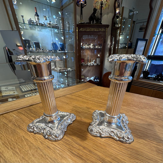 Victorian Sterling Silver Pair of Candlesticks by Thomas White, Dated 1896