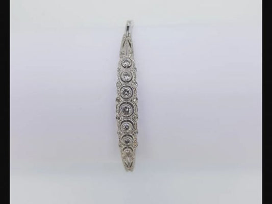 Art Deco diamond bracelet, half set with graduated round cut diamonds