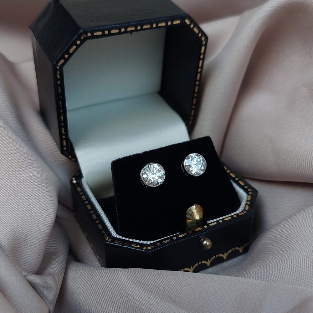 2ct Old European Cut Diamond Stud Earrings