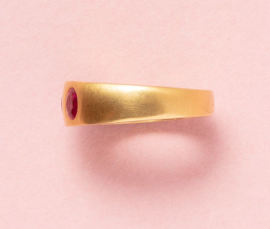 Modern 18ct Three Stone Ruby Ring