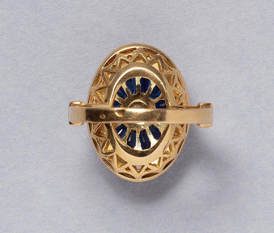 Vintage French 18ct Gold Sapphire & Diamond Ring