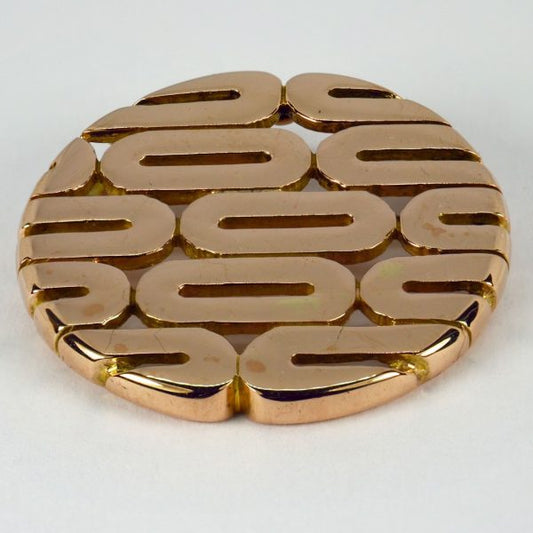 French Retro Oval Motif 18ct Rose Gold Pendant