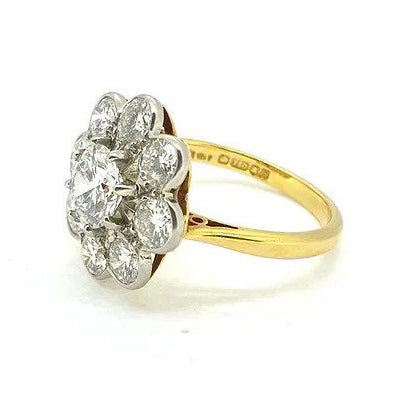 Vintage 3ct Diamond Daisy Cluster Engagement Ring, Circa 1988