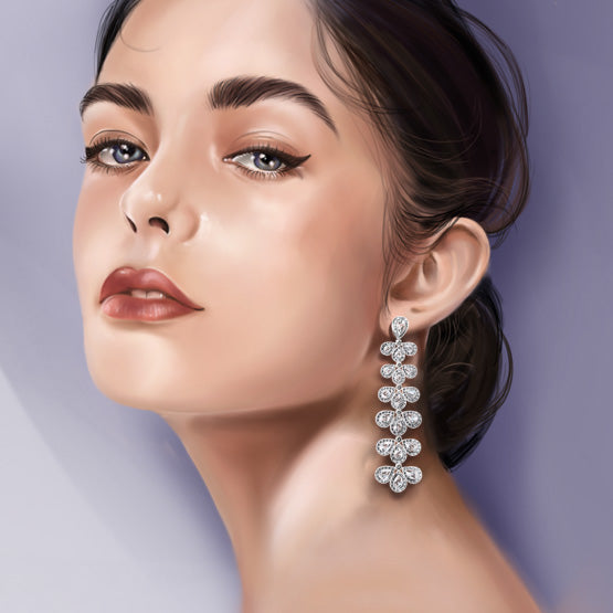 Opulent Rose Cut Diamond Drop Earrings, 5.32 carats