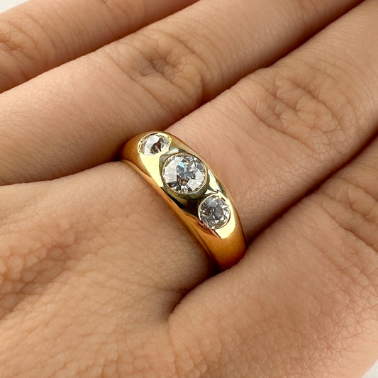 Antique Diamond Three Stone Gypsy Ring