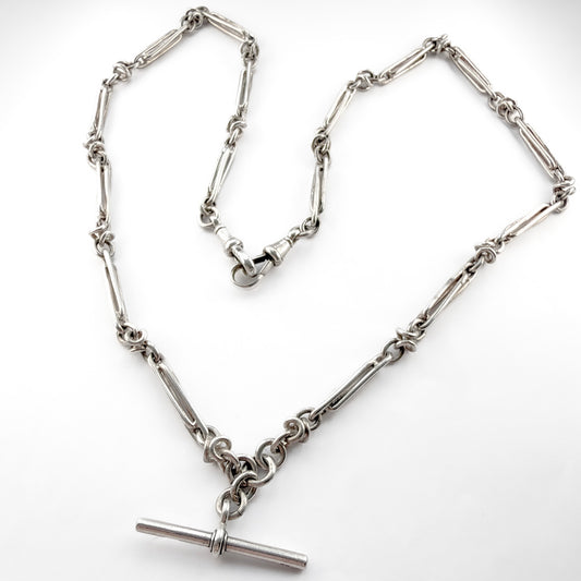 Edwardian 25.5" Stylised Knot & Trombone Link Albert Chain