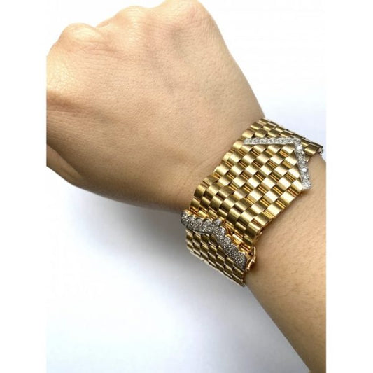 Vintage French Gold and Diamond Bracelet, Circa 1950