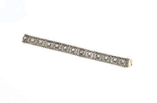 Antique Victorian 11.18ct Rose Cut Diamond Bracelet in Silver and Gold
