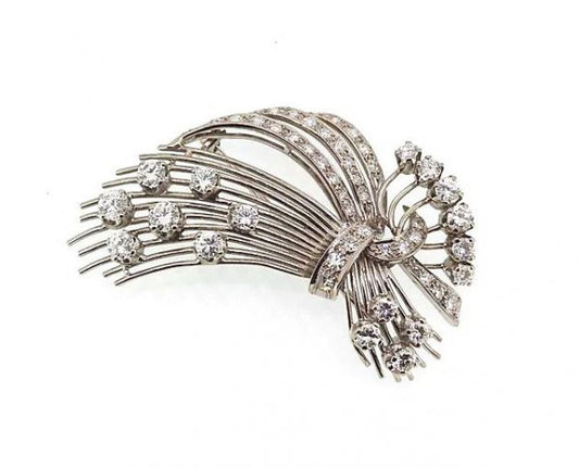 Vintage 2.50 carat Diamond and 18ct White Gold Spray Brooch