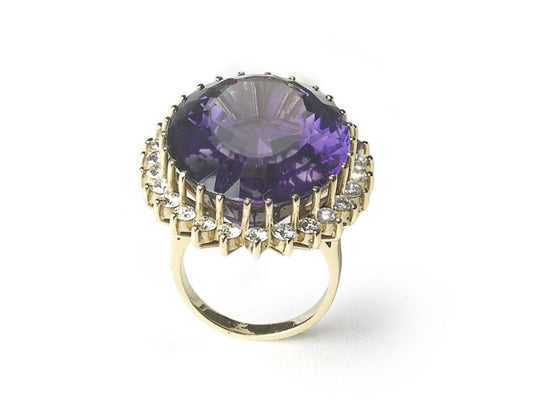 Vintage Amethyst & Diamond Cluster Ring