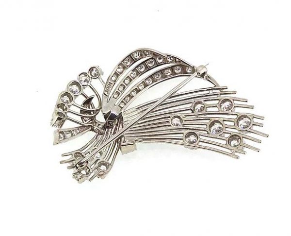 Vintage 2.50 carat Diamond and 18ct White Gold Spray Brooch