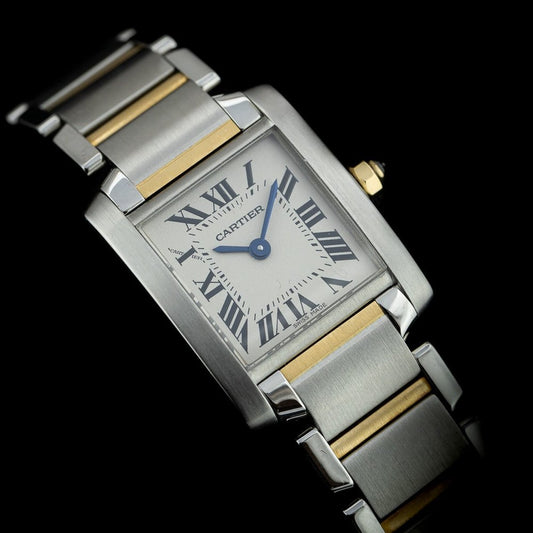 Vintage 2007 Cartier Tank Francaise W51007Q4 Ladies Steel and Gold Watch with 2023 Service Papers, under a Cartier warranty until 2025