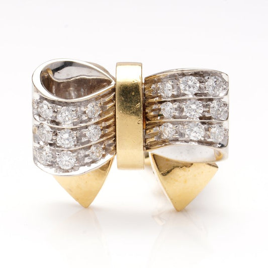 Pomellato Italian 1.08ct Diamond Bow Earrings, Circa 1980s