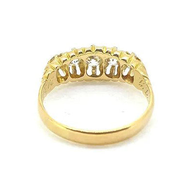 Edwardian Antique Diamond Five Stone Ring in 18ct Yellow Gold, Birmingham 1910