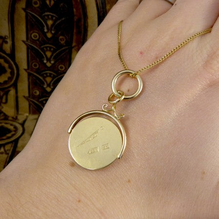 Antique Edwardian Masonic 18ct Yellow Gold Spinner Pendant