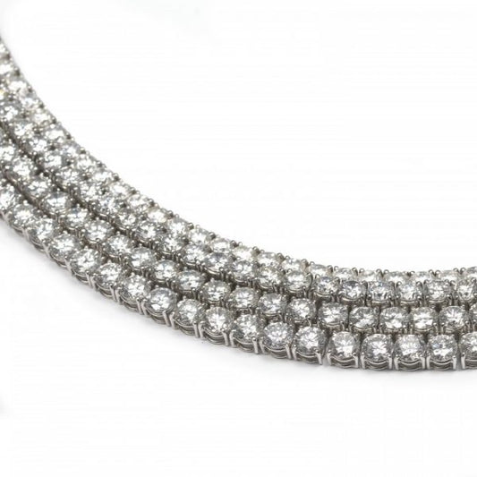 Multi Row Platinum and Diamond Necklace, 82.60 carats