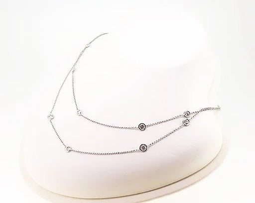 Brilliant-Cut Diamond Long Chain Necklace, 2.72 carats, 18ct White Gold