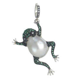 Pearl & Emerald Green 'Dancing Frog' Pendant